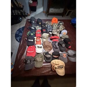 Lot of 35 Hunting Outdoor Golf Brand Hats – Hoyt Vortex Ping Mathews + More